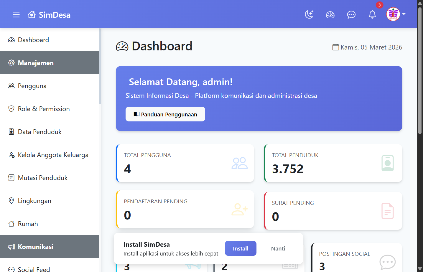 Dashboard SimDesa