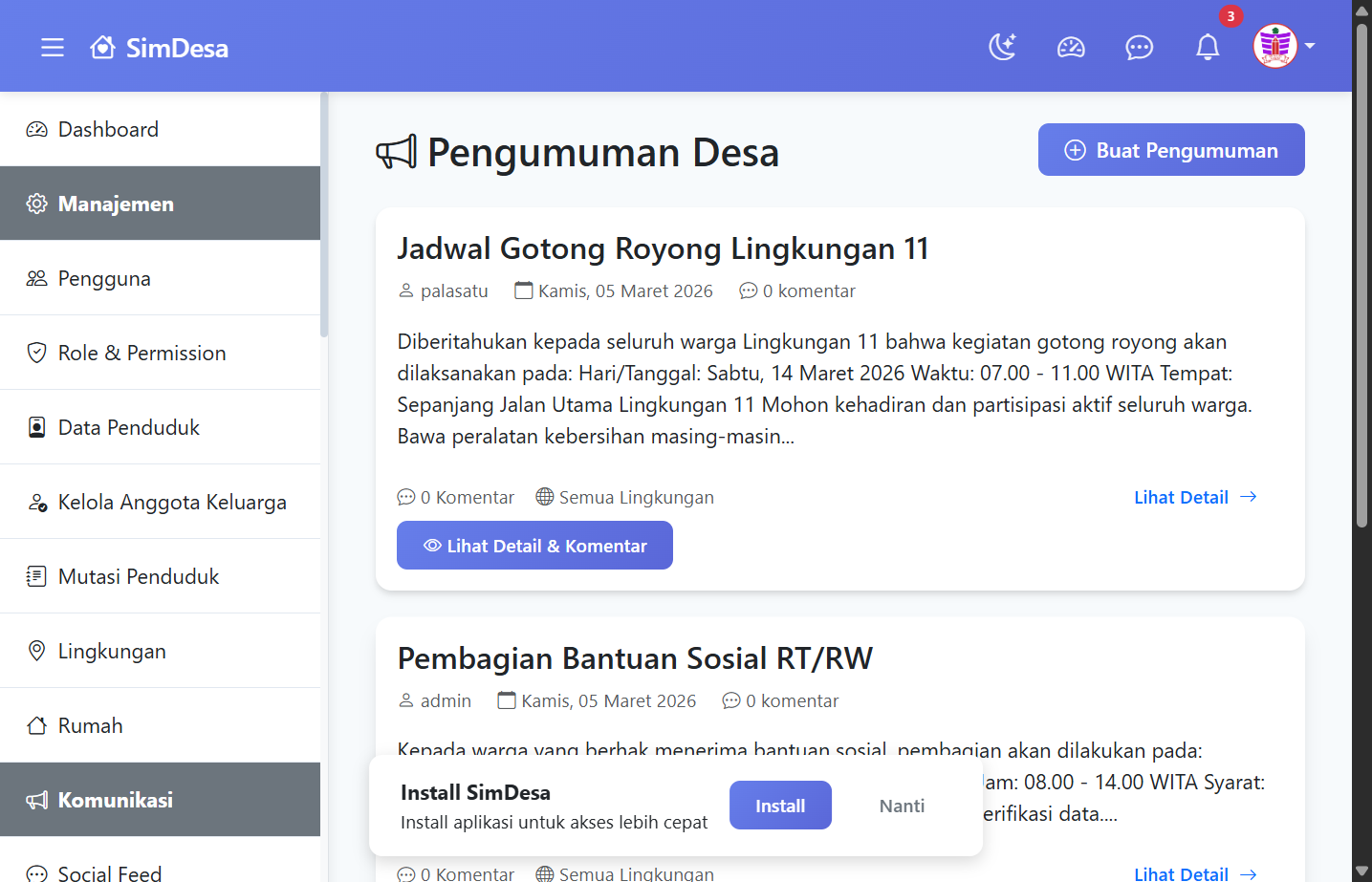 Pengumuman Desa