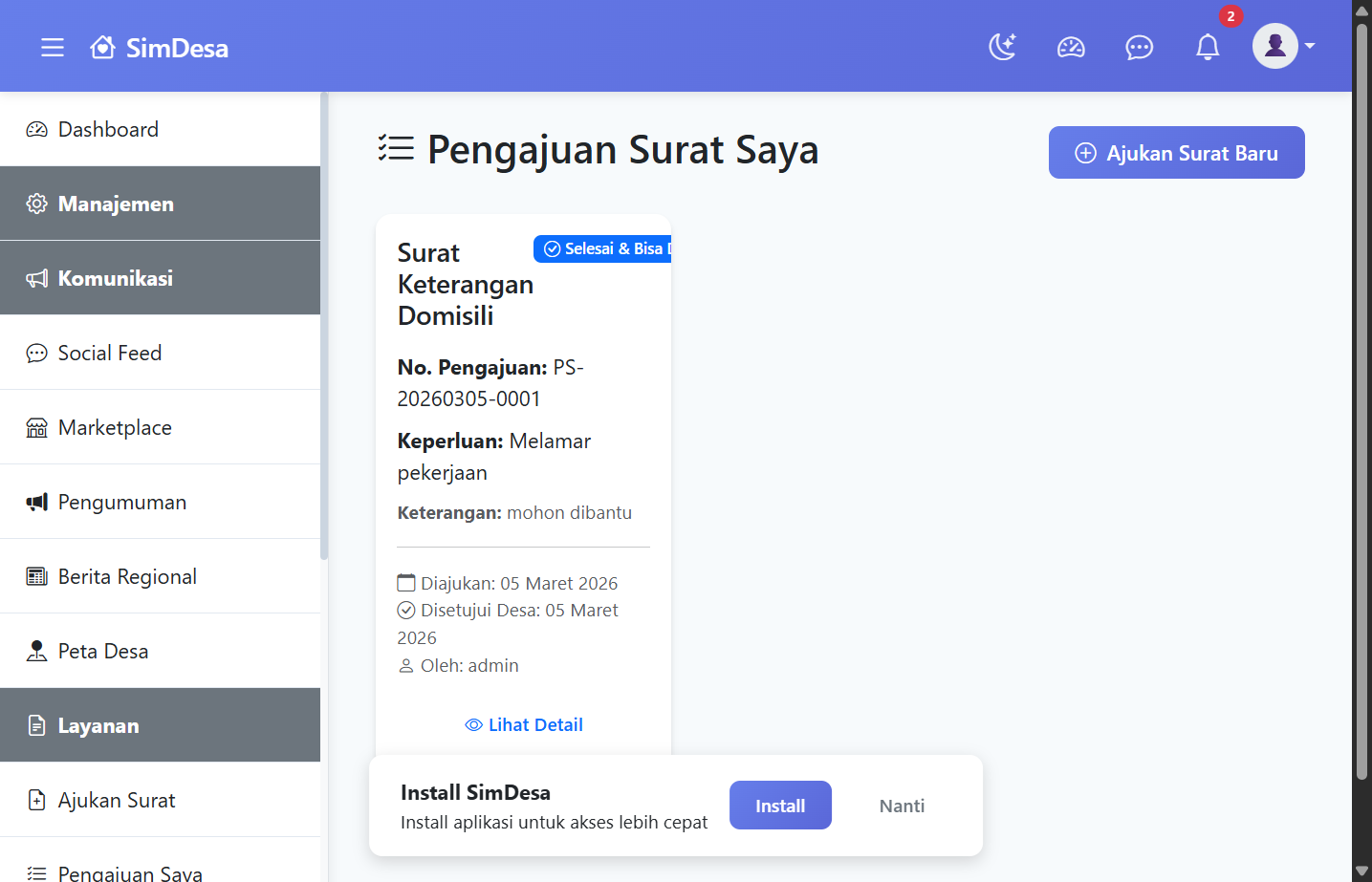Pengajuan Saya