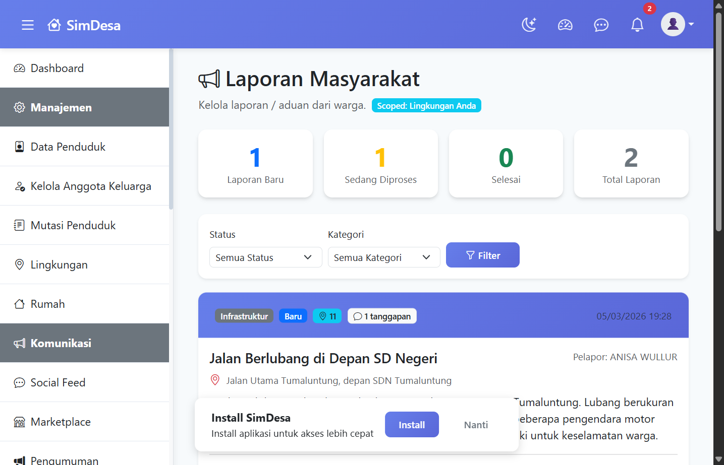 Laporan Masyarakat KL